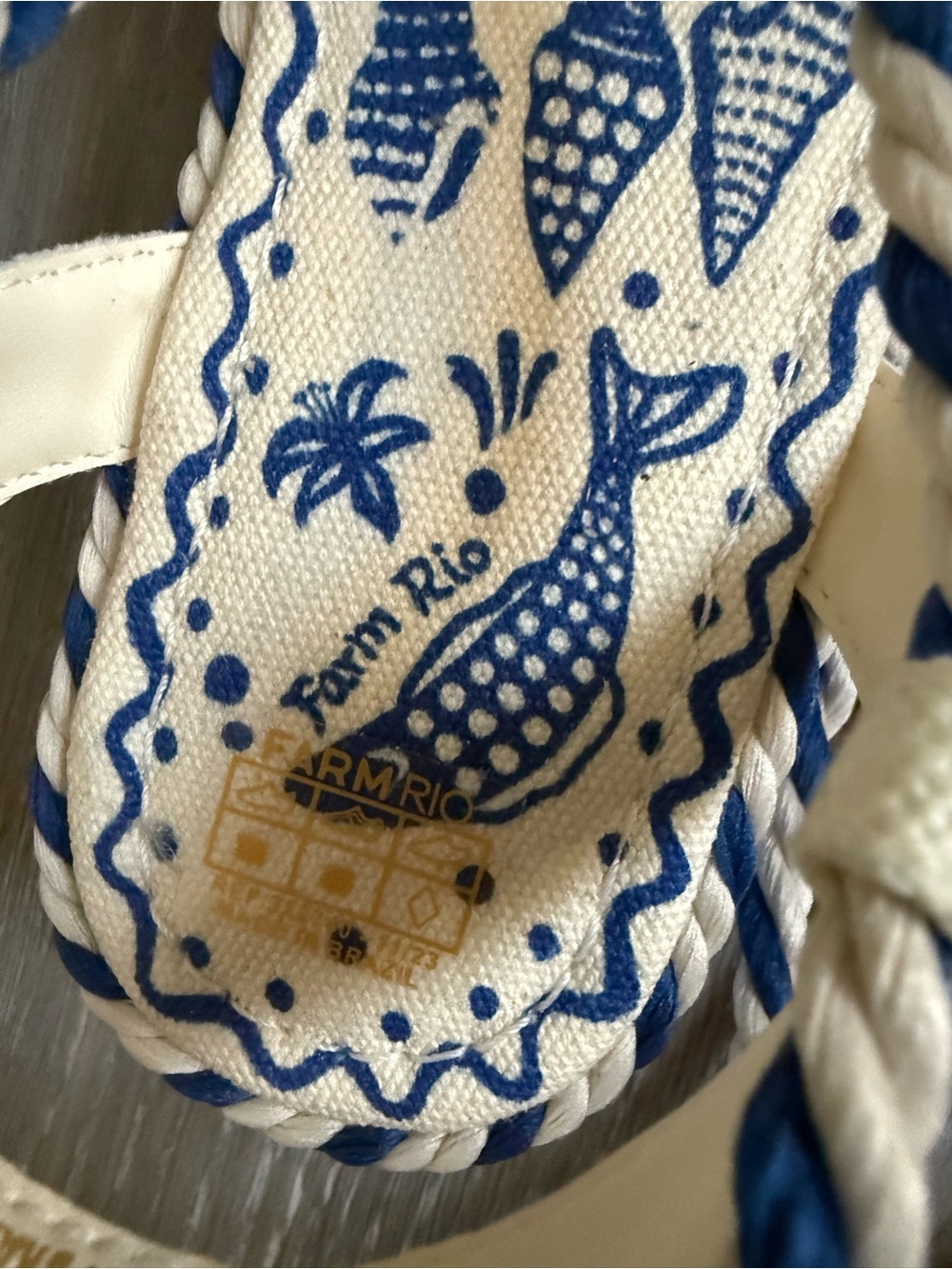 FARM Rio Blue & White Embroidered Platform Sandals - Picture 2 of 4